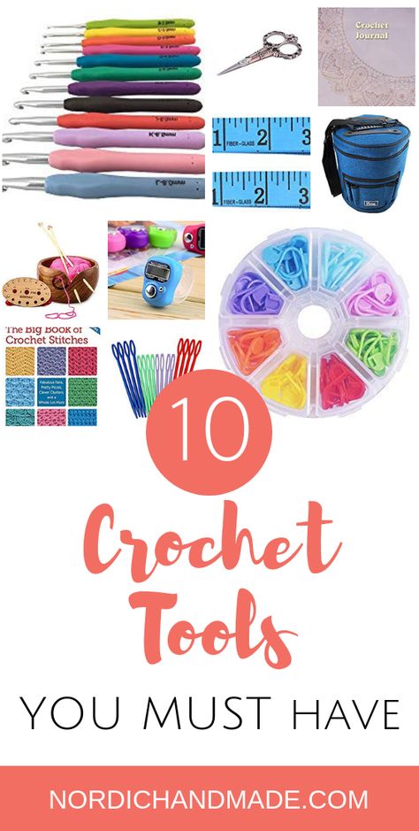 Crochet beginner? See here 10 Must have Crochet tools and supplies to avoid some headaches when crocheting your first product. #crochettools #crochetsupplies #crochetforbeginners #learntocrochet #diycrochet Crochet Beginner, Crochet Tools, Crochet Supplies, Crochet For Beginners, Learn To Crochet, Diy Crochet, Most Beautiful Pictures, More Fun, Must Haves