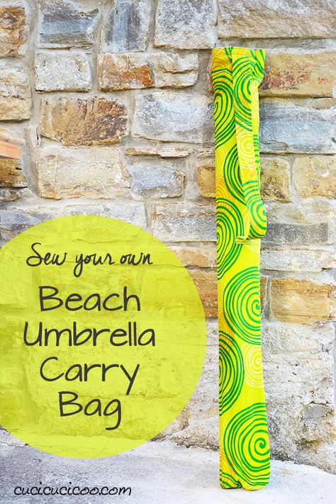 "Do you love the beach, but you cant tollerate too much sun for very long? Sew up a beach umbrella carry bag with a comfy shoulder strap, and you'll be able to bring your umbrella with you for some cool shade!" Tela, Umbrella Cover, Sewing Tutorials Free, Beach Diy, Cheap Sunglasses, Beach Umbrella, Sewing Tutorial, Beach Accessories, Christmas Bags