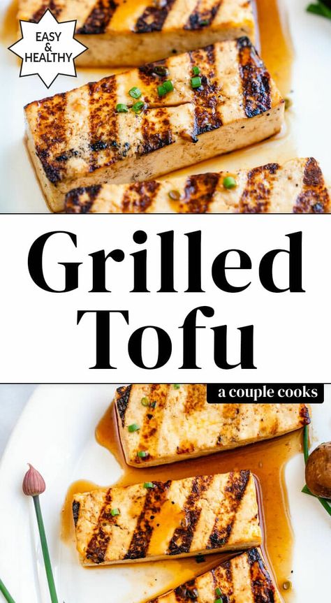 Here’s how to make the best grilled tofu! It tastes simply irresistible when charred to perfection, then drenched in a sweet and savory marinade. #grilled #grilledtofu #tofu #grilledtofurecipe #tofurecipe #healthy #vegan #vegetarian Vegan Grilling, Grilled Tofu Recipes, Vegetarian Grilling Recipes, Grilled Peppers And Onions, Vegetarian Brunch, Grilled Carrots, Vegan Recipes Plant Based, Grilled Tofu, Grilled Dinner