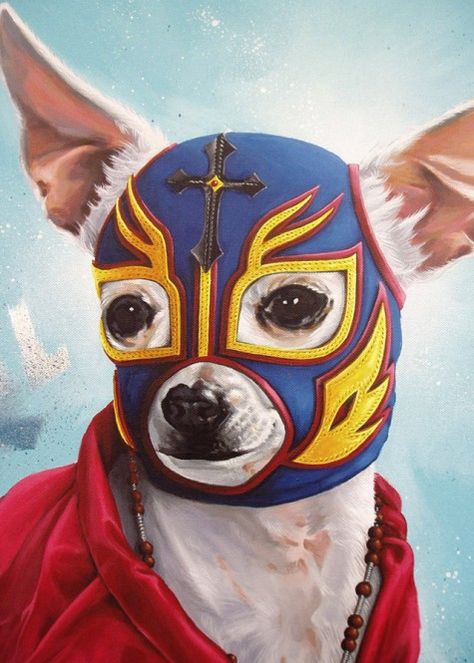 ODIE -- HALLOWEEN..I LOVE YOU MY ODIE MAN!! Avocado Tacos, Images Pop Art, Mexican Wrestler, Luchador Mask, Mexican Grill, 강아지 그림, Chihuahua Love, Chicano Art, Mexican Culture