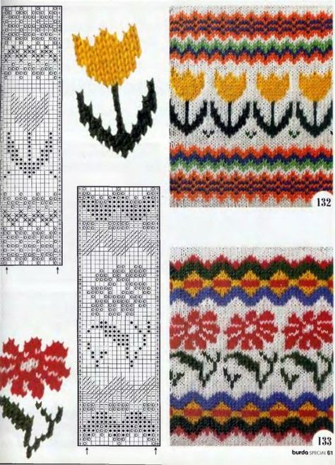 Punto Fair Isle, Fair Isle Chart, Colorwork Chart, Flower Chart, Fair Isle Knitting Patterns, Fair Isles, Colorwork Knitting, 자수 디자인, Crochet Tapestry