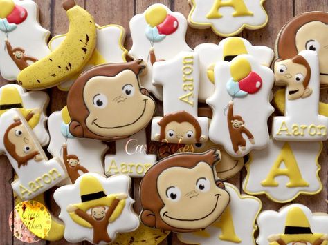 Curious George Cake, Curious George Cakes, Monkey Banana, Curious George Birthday Party, Curious George Party, Curious George Birthday, Amazing Cookies, Baby Theme, Monkey Birthday