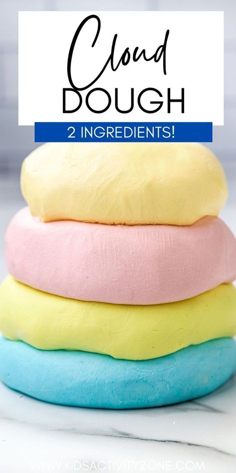 Could Dough Recipe, Cloud Craft For Preschool, Flour And Conditioner Dough, How To Make Cloud Dough With Flour, Easy Crafts For 3 Year, Science Experiments Kids Preschool Easy, Conditioner Playdough, Making Playdough, Cornstarch Slime