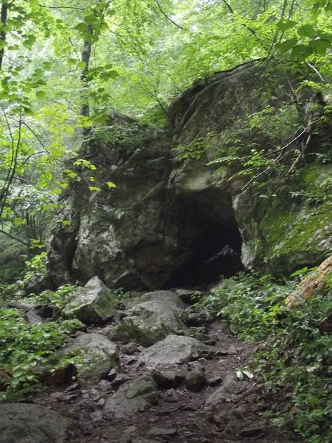 Cave at Crabtree Falls, VA Nature, Overgrown Cave Aesthetic, Cave Astetic, Cave Aethstetic, Cave In The Woods, Cave Home Aesthetic, Dark Cave Aesthetic, Caves Aesthetics, Cave Behind Waterfall