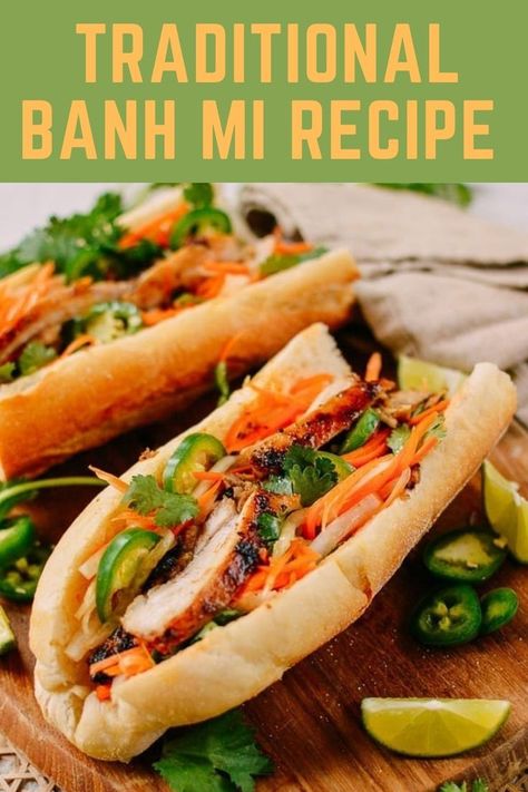 Traditional Banh Mi Recipe Banh Mi Bread Recipe, Banh Mi Sandwich Recipe, Banh Mi Recipe, Vietnamese Sandwich, Bahn Mi, Banh Mi Sandwich, Banh Mi, Lost 100 Pounds, Sandwich Recipe