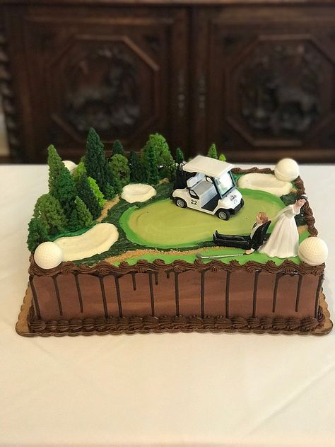 Golf Course Cake Ideas, Golf Cake Grooms Cake, Golf Grooms Cake Ideas, Golf Themed Wedding Cakes, Groom Cake Ideas Unique, Birthday Cake Golf Theme, Grooms Golf Cake, Grooms Cake Ideas Golf, Groom Cookie Cake