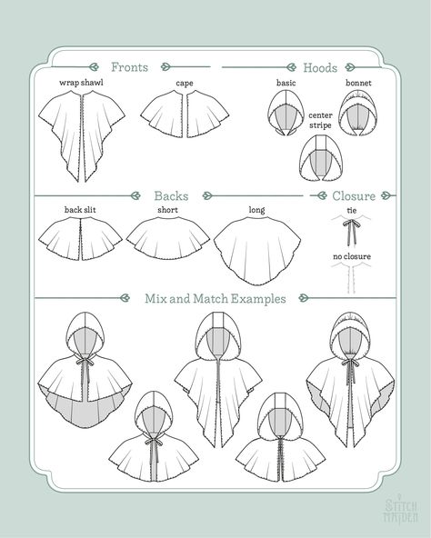 Short Cloak Pattern Hooded, Couture, How To Sew A Cape With A Hood, Hooded Cape Sewing Pattern, Short Cloak Pattern, Hobbit Cloak Pattern, How To Make A Hood, Hooded Cowl Sewing Pattern, Diy Cape Pattern