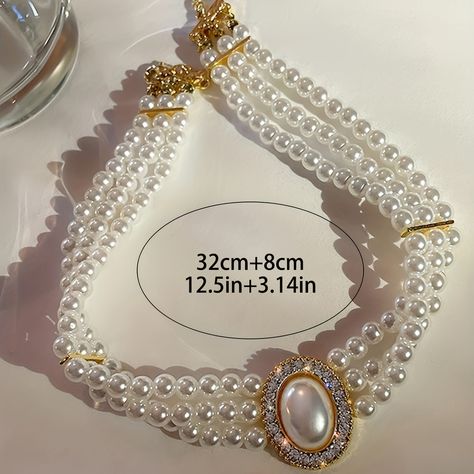 Faster shipping. Better service Old Fashion Jewelry Vintage, Baroque Necklace Jewelry, Pearl Choker Vintage, Old Money Pearl Necklace, Rhinestone Jewelry Diy, Pearl Necklace Outfit Casual, Classy Necklaces, Pearl Necklace Outfit, Bride Wedding Jewelry