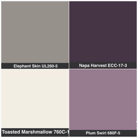 Bathroom (purple or gray or cream cabinets, grey walls with purple accent wall?) Purple Accent Wall, Interior Paint Colors Schemes, Purple Bathrooms, Purple Bedroom, Purple Rooms, Bilik Tidur, Table Sets, Purple Accents, Bedroom Paint