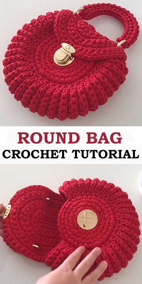 Crochet Easy Round Bag - ilove-crochet Modern Haken, Tote Crochet, Diy Crochet Bag, Crochet Shoulder Bags, Free Crochet Bag, Crochet Bag Tutorials, Crochet Bag Pattern Free, Bag Pattern Free, Crochet Handbags Patterns