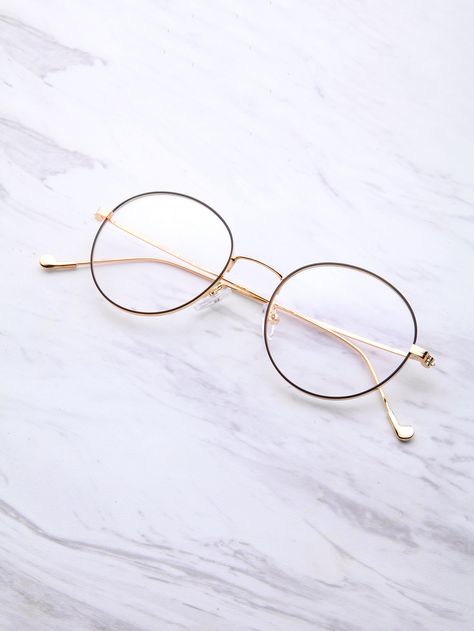 Shop Black And Gold Frame Round Glasses online. SheIn offers Black And Gold Frame Round Glasses & more to fit your fashionable needs. Black And Gold Glasses, Big Round Glasses, Goggles Frame, Topi Snapback, Black And Gold Frame, Cute Glasses Frames, Kacamata Fashion, Glasses Frames Trendy, Circle Glasses