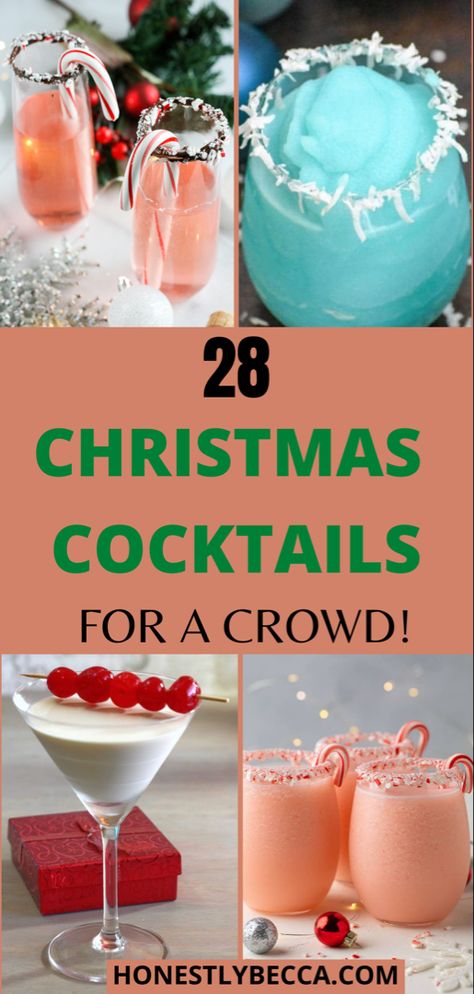 Christmas Cocktails: Discover the best Christmas cocktail recipes, Christmas cocktails easy, Christmas cocktails for a crowd and so much more in this post. #christmas #christmascocktails #christmascocktailsrecipes Christmas Themed Mixed Drinks, Yummy Christmas Cocktails, Xmas Themed Cocktails, Christmas Drink For Party, Christmas Party Cocktails For A Crowd, Fun Christmas Alcoholic Drinks, Xmas Party Drinks, Christmas Drink Ideas For Parties, Alcoholic Christmas Drinks For A Party