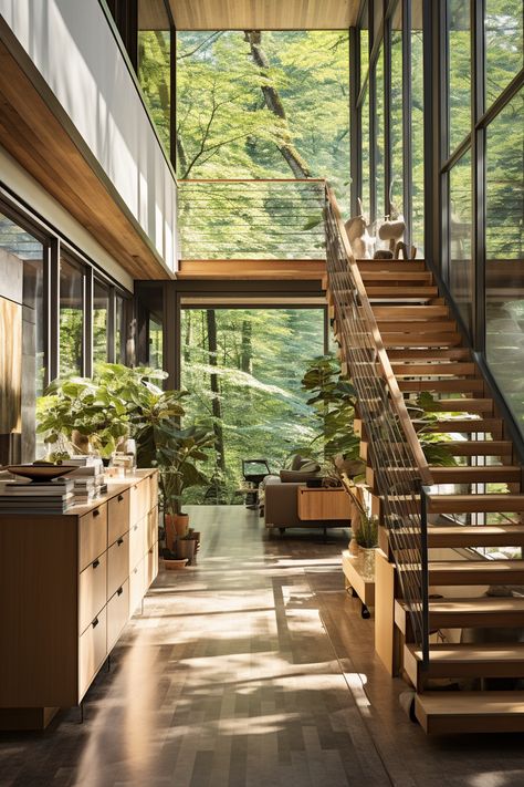 Touring 70+ Strikingly Beautiful Forest Homes That Bring the Outdoors In - Days Inspired Cabin Patio, Forest Homes, Pacific Northwest Style, Cabin Modern, Cabin Living Room, Cozy Cabins, Earthy Home, Sounds Of Nature, Forest Cabin