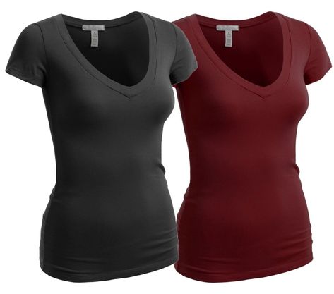 PRICES MAY VARY. 95 percent cotton 5 percent Spandex light weight stretchy fabric for easy movement and comfort Slim fit runs smaller recommended to size up according to your preference of tightness Breathable light cotton blend fabric V neck shirt short sleeves great for gym or any activities Great for layering Machine or hand cold wash gentle cycle dry flat Great basic v-neck tee cap sleeves. Light weight fabric great for any hot Summer day and perfect for any activity. Wear it casual or use i V Neck T Shirts, Estilo Grunge, Plain Shorts, Teenage Fashion Outfits, Plus Sizes, Fashion Teenage, V Neck Tee, V Neck Tops, Types Of Fashion Styles