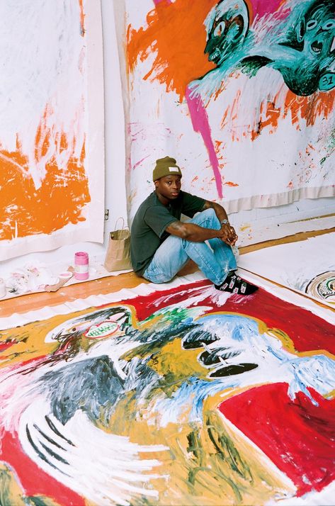 Art For Non Artists, Photo With Painting, Reginald Sylvester, Art Studio Aesthetic, Jm Basquiat, Atelier Art, Artist Working, Soyut Sanat Tabloları, Abstract Art Inspiration