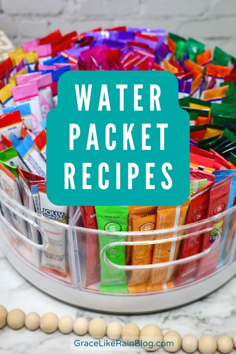 Flavored Waters For Party, Diy Single Serve Drink Packets, Adding Flavor To Water, Fresco, Keto Drink Mixes For Water, Watertok Tiktok Recipes No Syrup, Organize Drink Packets, Infused Water Bottle Recipes, Healthy Flavored Water Recipes