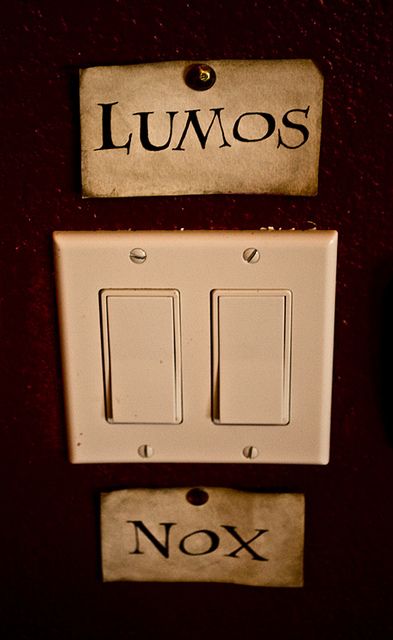 Harry Potter: Lumos and Nox light switch -- created with watercolors and ink by thelegendwrit Harry Potter Light Switch, Harry Potter Motto Party, Harry Potter Weihnachten, Harry Potter Light, Lumos Nox, Classe Harry Potter, Harry Potter Halloween Party, Cumpleaños Harry Potter, Stile Harry Potter