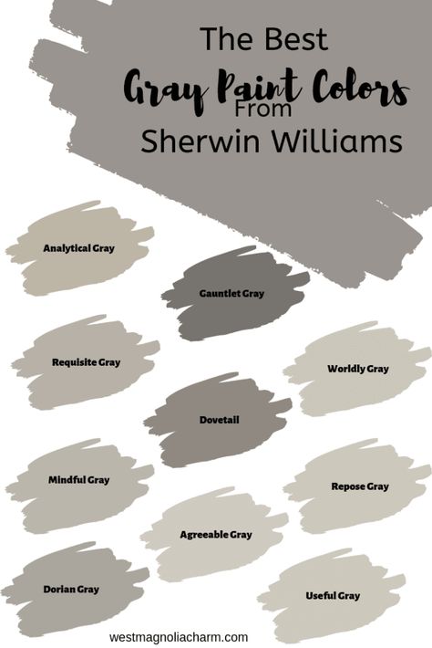 Gray paint colors are pretty popular now and for a good reason, they work with every decor style! I'm loving these 10 amazing Sherwin Williams gray paint colors! #gray #home ##paintcolors #neutral Sherwin Williams Taupe Paint Colors, Dovetail Paint Color, Sw Grey Paint Colors, Taupe Gray Paint Colors, Gray Taupe Paint Colors, Grey Bathroom Paint Colors, Best Taupe Paint Color Sherwin Williams, Farmhouse Grey Paint, Sw Gray Paint Colors