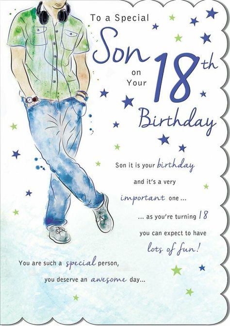 18th Birthday Card Son Aged 18 - Verse - 9 x 6.25 Inches - Piccadilly Greetings #PiccadillyCards #18thBirthdayAdult Happy 18th Birthday Wishes My Son, 18th Birthday Son Quotes Mom, Happy 18th Birthday Son From Mom, 18th Birthday Message For Son, 18th Birthday For Son, 18th Birthday Images, Happy 18th Birthday Daughter, Happy 18th Birthday Son, Birthday Messages For Son