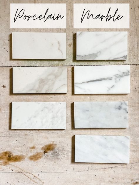 Marble Tile vs Marble Effect Tile: Which Is Best? - Bless'er House Marble Look Alike Tile Bathroom, Backsplash Marble Tile, Marble Look Porcelain Tile Kitchen Backsplash, Polished Marble Backsplash, Marble Tile Behind Vanity, Ceramic Marble Tile, Tile Shop Bathroom Ideas, Marble Like Floor Tiles, Marble Bathroom Tile Combinations