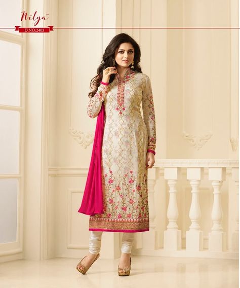 #offwhite #georgette #embroidery #designs #salwarsuit | offwhite georgette salwar suit | embroidered desings salwar suit | pink dupatta | party wear | casual wear | Embroidered Suits, Pink Dupatta, Red Bridal Dress, Straight Suit, Barbershop Design, Tight Dress Outfit, Churidar Suits, Utsav Fashion, Designer Outfits