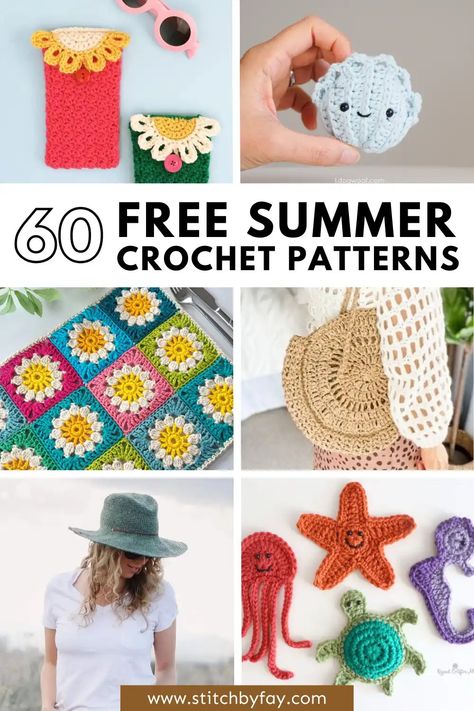 60 Free Summer Crochet Patterns Amigurumi Patterns, Summer Crochet Patterns Free Amigurumi, Crochet Freeze Pop Holder Free Pattern, Printable Crochet Patterns Free, Free Pdf Crochet Patterns, Crochet Summer Projects, Summer Crochet Patterns, Summer Bags Crochet, Cotton Yarn Patterns