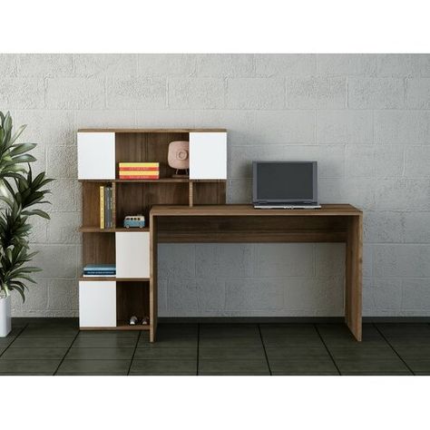 Reading Table With Bookshelf, Study Table Designs, Reading Table, Unique Shelves, Desk Size, Home Office Furniture Desk, Bookshelf Desk, Study Set, Bureau Design