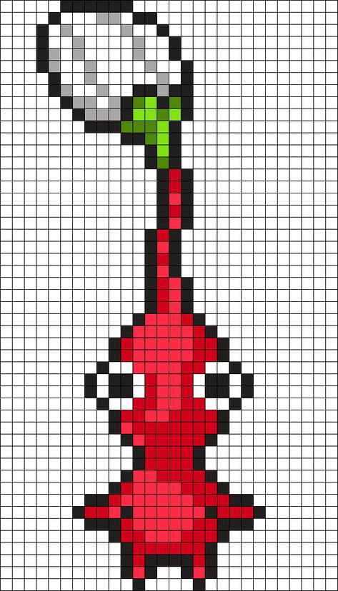 Red Pikmin :D Kandi Pattern Funny Perler Beads Ideas, Pikmin Cross Stitch, Perler Bead Patterns Video Game, Red Perler Bead Patterns, Terraria Perler Beads, Pikmin Perler Beads, Pikmin Pixel Art, Fuse Beads Patterns Templates, Pixel Art Ideas Creative