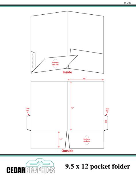 Pocket Folder - 9.5" x 12" Template Download | Adobe InDesign and ... Printable Folder Template, Folder Pockets Diy, How To Make A Folder, File Folder Template Free Printable, File Folder Printables Free, Pocket Book Design, Pocket Folder Template, Pocket Folder Diy, Pocket Folder Design