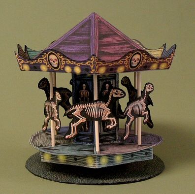 THE HAUNTED CAROUSEL Paper Diorama, Papercraft Download, 90s Goth, Haunted Dollhouse, Manualidades Halloween, Halloween Miniatures, Halloween Village, Merry Go Round, Halloween Paper