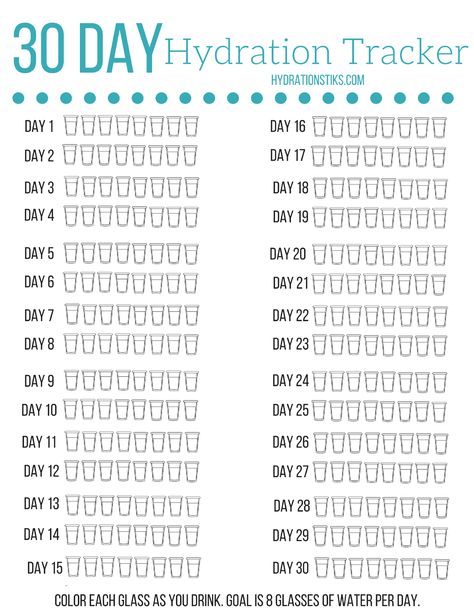 This 30 day hydration tracker can help you stay on track with drinking water everyday.  30 day Water tracker pdf printable.  30 day water challenge. Water Intake Chart, Bullet Journal Water Tracker, Water Tracker Printable, Hydration Challenge, Hydration Tracker, Diet Tracker, Water Challenge, To Do Planner, Tracker Free