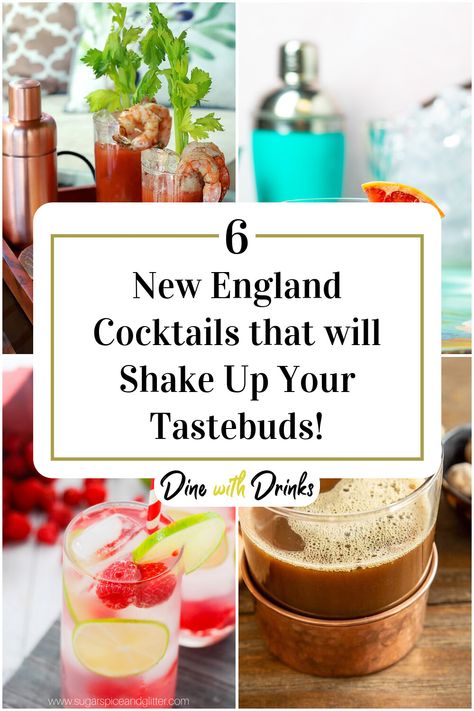 Collage of 4 new england cocktails. New England Cocktails, Seafood Extravaganza, Best Cocktails, Cozy Drinks, Stunning Scenery, Top Cocktails, Yacht Party, Fall Drinks, Fun Cocktails