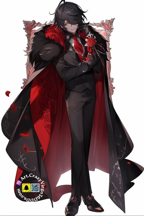 Vampire In A Suit Art, Vampire Outfit Men, Vampire Ocs, Tomboy Dresses, Victorian Suit, Vampire Cartoon, Butler Outfit, Black And Red Suit, Gothic Boy