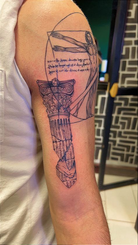 Greek Pillar Tattoo, Pillar Tattoo, Atlas Tattoo, Greek Blue, Art Beat, Greek Tattoos, Dope Tattoos For Women, Small Tattoos For Guys, Tat Ideas