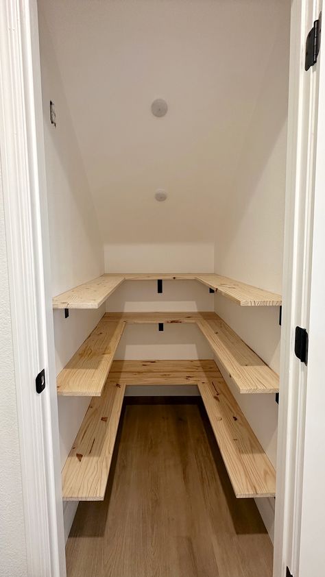 DIY Under Staircase Makeover: Closet to Pantry — House of Mark Under The Basement Stairs Storage, Under Stairs Storage Garage, Open Shelves Under Stairs, Over The Stairs Storage, Coat Closet Under Stairs Ideas, Under Stairs Walk In Storage, Farmhouse Under Stairs Ideas, Under The Stairs Ideas Small, Small Storage Under Stairs