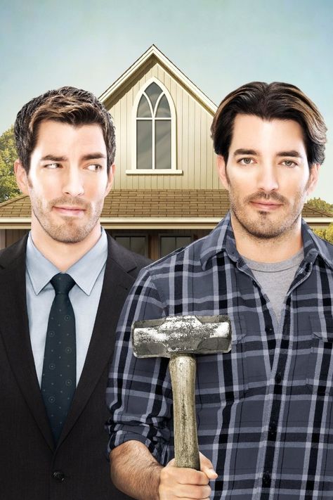 Jonathan Silver Scott & Drew Scott are the Property Brothers Property Brothers, Hgtv Property Brothers, American Gothic Parody, Front Of A House, Jonathan Silver Scott, Scott Brothers, Pop Culture Gifts, Drew Scott, Jonathan Scott