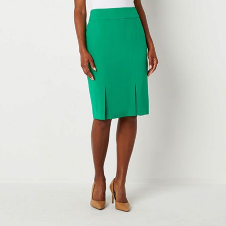Black Label by Evan-Picone designs suiting to flatter your shape and create a sharp tailored look that's perfect for traditional office settings or special occasions like a wedding or fancy dinner. This women's suit skirt is cut in a knee-length from a soft crepe in an earthly green hue and features a concealed side zip closure and front and back kick pleats. Pair with the matching blazer.Front Style: Flat FrontClosure Type: ZipperFit: Classic FitRise: At WaistApparel Length: 25 InchesFiber Cont Suit Skirts, Womens Suit, Traditional Office, Suit Skirt, Women's Suit, Kick Pleat, Fancy Dinner, Black Label, Suits For Women