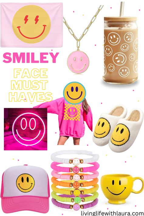 Smiley face trends | smiley hat | smiley led sign | smiley face coffee mugs | smiley face clay bead bracelets | smiley slippers | smiley blanket Smiley Face Sleepover, Smiley Face Favors, Smiley Face Theme Party, Smiley Blanket, Smiley Face Party Theme, 12 Year Birthday Party Ideas, Happy Face Birthday Party, Happy Birthday Smiley, Smiley Face Birthday Party