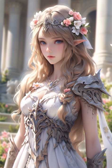 Anime Elf Princess, Royal Character, Elf Princess, Elven Princess, Elf Dress, Warhammer Fantasy Roleplay, Anime Elf, Elf Girl, Elves Fantasy