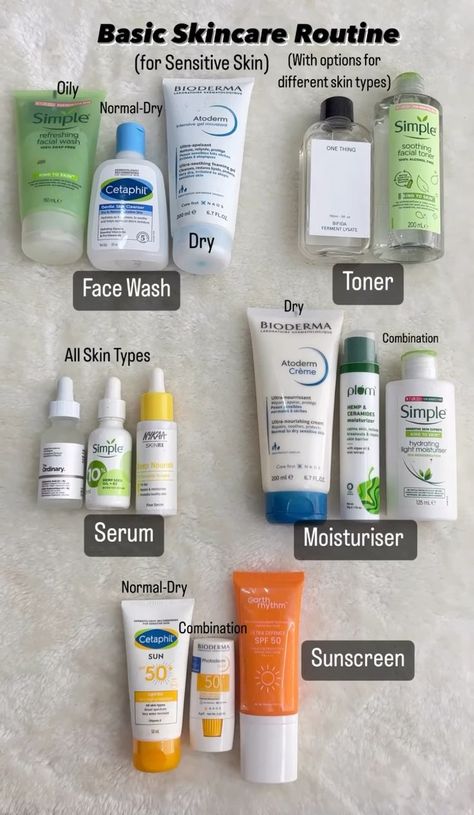 Teen Skincare Routine, Skin Care Routine For Teens, Beginner Skin Care Routine, Skincare For Combination Skin, Basic Skin Care, Basic Skincare, Skincare Items, Skin Care Basics, Face Skin Care Routine