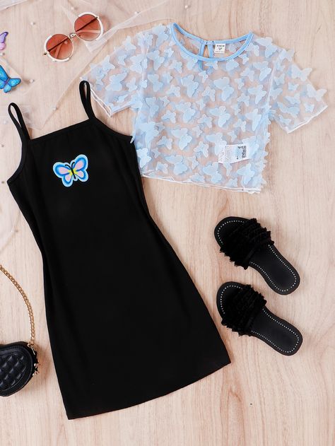 Pretty Outfits Dress, Cute Clothes For 9-10, Outfits For 12 Yo Girl, Cute Outfits Shein, Butterfly Outfit, Adrette Outfits, Shein Kids, Cute Dress Outfits, Quick Outfits