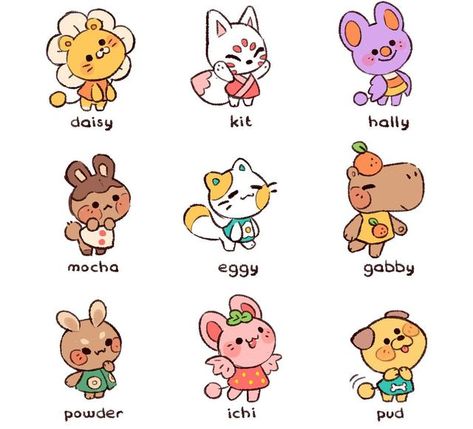 Animal Crossing Cats, Fall Guys, Tag Yourself, Fake Animals, Chibi Cat, 타이포그래피 포스터 디자인, Animal Crossing Characters, Emoji Art, Scrapbook Collection