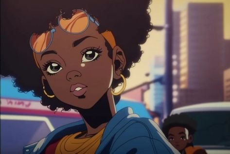 Afro Anime Pfp, Afro Anime Character, Black Anime Aesthetic, Icon Afro, Anime Afro, Afro Anime, Black Pfps, Black Pfp, Black Comics