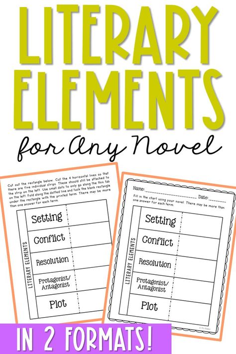 Free Literary Elements Activity for Any Novel Unit Literary Elements Activities, Literary Elements, Interactive Notebook Activities, Language Art Activities, Language Arts Classroom, Upper Elementary Classroom, Teacher Created Resources, Middle School Classroom, Interactive Notebook