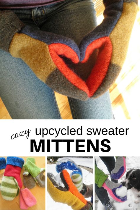 Upcycling, Fashion Upcycle, Diy Mittens, Fashion Upcycling, Upcycled Sweaters, Upcycled Sweater, Sweater Mittens, Recycled Sweaters, Recycled Clothing