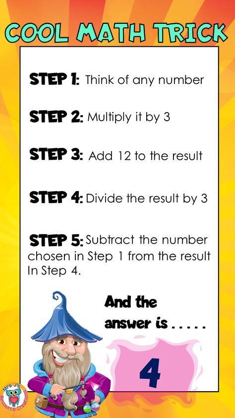 Unveiling the Magic of Mathematics: The 'Always 4' Trick That Will Amaze You Math Magic Tricks, Number Tricks, Elementary Math Lessons, Cool Math, Math Mystery, Cool Math Tricks, Math Answers, Math Magic, Math Genius