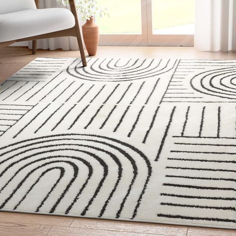 Well Woven Feliz Boho Ivory Black Stripes High-Low Shag Area Rug - Bed Bath & Beyond - 38210532 Living Room Decor Classic, Nursery Rooms, Sweet Nursery, Neutral Area Rugs, Boho Living Room Decor, Neutral Style, Inspire Me Home Decor, Target Rug, Well Woven