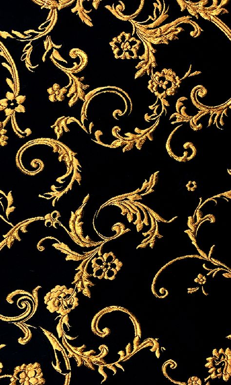 Ornate Gold Filigree Brocade on Black Silk Blend Black And Gold Aesthetic, Arte Peculiar, Filigree Pattern, Gold Aesthetic, Gold Wallpaper, Gold Filigree, Gold Pattern, Gold Texture, Gold Design