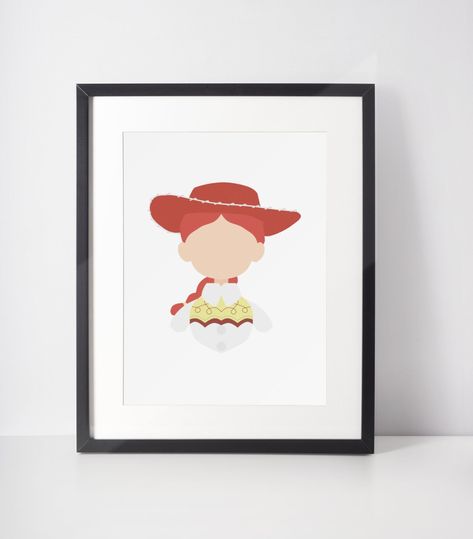 JESSIE | Minimalist Print | Portrait | Poster | Printable Wall Art | Illustration | Toy Story Tela, Toy Story Art Drawing, Minimalista Disney, Jesse Toy Story, Toy Story Bedroom, Toy Story Tattoo, Disney Inspired Tattoos, Toy Story Room, Disney Jessie