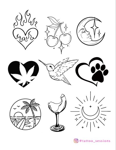 Tattoo flash sheet cool art design Ur Mom Tattoo, Spooky Fine Line Tattoos, Printable Tattoo Designs Stencil, Tat Stencils, Palm Size Tattoos, Flash Art Tattoos, Tato Flash, Basic Tattoos, Beginner Tattoos